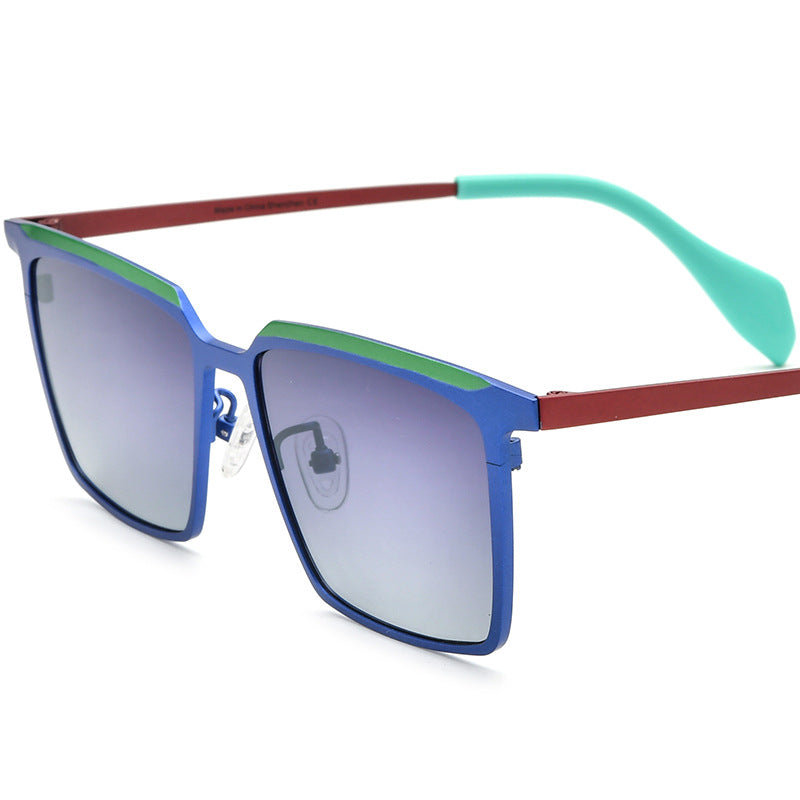 Multi-color pure titanium personalized sunglasses men and women color sunglasses square fashion cold good driving glasses