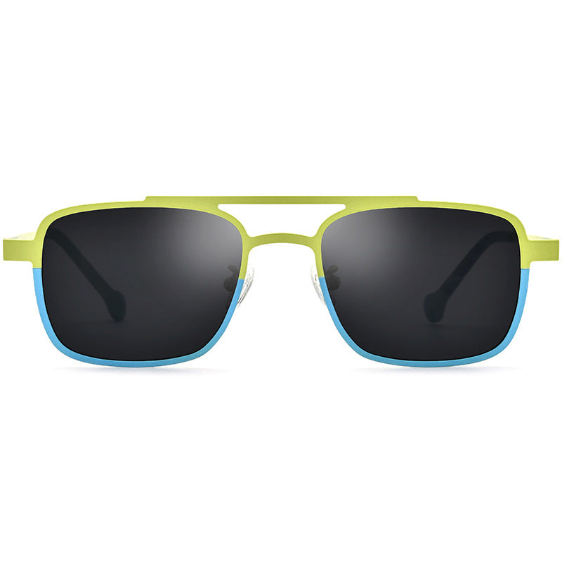 185789 Multi-color pure titanium personalized sunglasses men and women color sunglasses square fashion cold good driving glasses